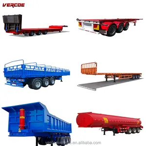 Bajo plana Semi basurero Remorque de la meseta de 40ft Triaxles rastro Flatbedtrailer semirremolque de suspensión de aire plana remolques cuni-Venta remolques y accesorios para remolques cuni