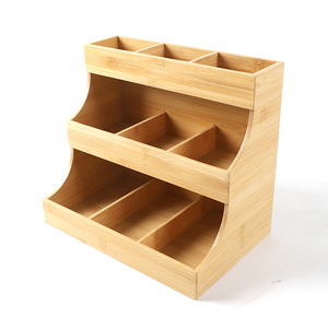 Étagère à épices multicouche en bois pour comptoir de cuisine, support de rangement pour capsules de café et sachets de thé pour salle de thé, articles divers - Product Image 3