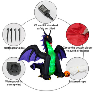 2026 New 2.4M <b>Inflatable</b> Flying Dragon With Pumpkin Built-in LED Lights American Style Outdoor Yard <b>Halloween</b> Party Decor - Product Image 3