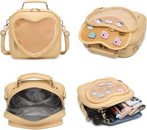 Tùy chỉnh <span class=keywords><strong>Kawaii</strong></span> PU da hình trái tim ITA túi với cửa sổ rõ ràng Pin hiển thị itabag Ba Lô Túi cho búp bê pins Quà Tặng Ý Tưởng - Product Image 3