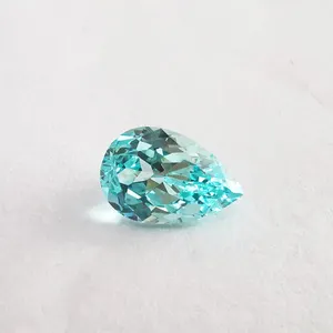 Pear Shape Flower Cut Paraiba color Lab Grown Sapphire Gemstones for ring setting