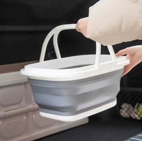 Panier à linge pliable portable 16L avec poignée en PP durable pour l'extérieur, la salle de bain et la cuisine.