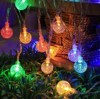 Guirlande lumineuse LED en acier inoxydable et plastique imperméable IP65 de 12 m, petites boules colorées, alimentée par piles, décorations de camping en plein air
