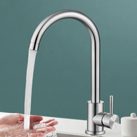 Robinet de cuisine monocommande en acier inoxydable 304 au design moderne, à montage monotrou, avec débit contrôlé