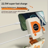 Batterie externe en plastique haute capacité 10000 mAh avec câble intégré et prise secteur, charge rapide, chargeur portable, sortie Type-C