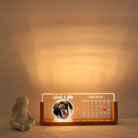 Lampe cadeau 3D moderne personnalisée en acrylique, lumières LED blanc chaud, base en bois DIY, veilleuse rechargeable USB, décoration d'intérieur