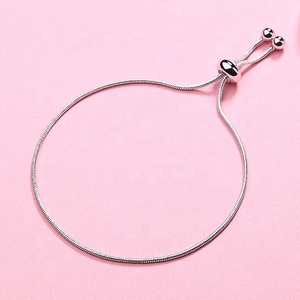 Collar de Plata de Ley 925 Sólida de Estilo Sencillo, Clásico, para Fiesta, Regalo de Confianza, con Cuentas Ajustables y Dijes de Cadena de Serpiente - Product Image 2