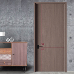 ประตูไม้สีแดงเชอร์รี่แซพีเอลประตูบานใหญ่ดีไซน์แบบแขวนในบ้านทำจากไม้ - Product Image 2