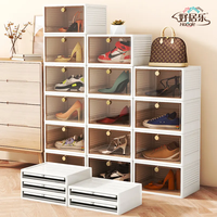Boîtes de rangement pliables en plastique transparent pour chaussures, organisateur de présentation de chaussures, prix d'usine Haogle, DIY
