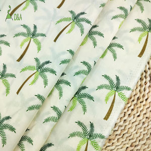 Pohon kelapa kecil lucu dicetak ringan lembut bernapas kain katun 100% untuk garmen anak-anak - Product Image 1