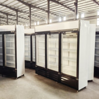 Réfrigérateur à boissons avec écran complet à 4 portes en verre, refroidissement par air, compresseur intégré, congélateur vertical pour boissons