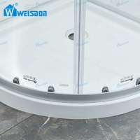 Cabine de douche Weisdon Chrome Sector Tray avec porte coulissante double en verre trempé et cadre en aluminium