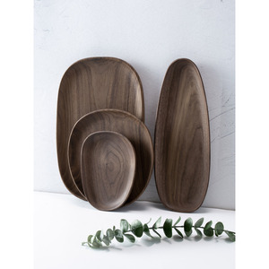 Solid Wood Irregular <b>Plates</b> <b>Black</b> Walnut Serving Trays Nordic Style Household Tableware - Product Image 1