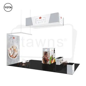 Tawns Fast Setup Portable Frameless Aluminum Fabric Double Sides Backlight Backwall Idea Exhibition Booth for Business Show