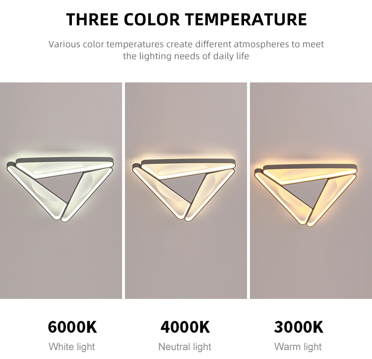 Creative Decorative White Color Triangle Indoor Living Room Bedroom Modern Led Ceiling Light