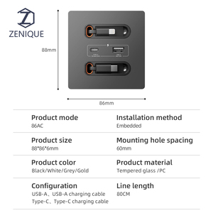 Sản phẩm mới <span class=keywords><strong>USB</strong></span> tường ổ cắm Kính thiên văn dòng sạc pd20w Loại-C cổng cho sân bay Trạm Sạc - Product Image 2