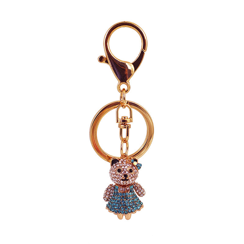 Porte-clés Ours Nounours – Strass Cristal – Acier Argenté – Femme