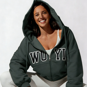 Sudadera con Capucha Holgada de Manga Larga para Mujer, Personalizada al por Mayor, con Cordón Ajustable, Resistente al Viento, de Color Sólido, Proveedor de Alta Calidad - Product Image 1