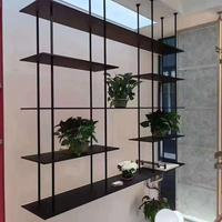 Bibliothèque sur mesure avec supports en métal aluminium, étagères en bois massif, éclairage LED, design moderne et simple, vente en gros d'usine