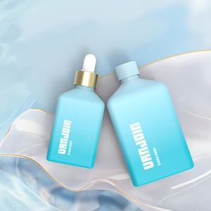 Bouteille de shampooing à pompe blanche <span class=keywords><strong>noire</strong></span> bleue de luxe bouteille d'étiquette privée personnalisée carrée oblate pour emballage de soin <span class=keywords><strong>tonique</strong></span> capillaire - Product Image 5