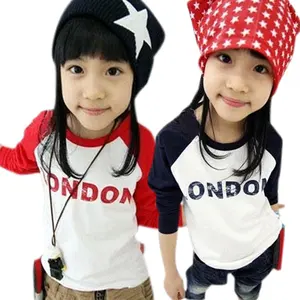 儿童服装土耳其长袖2-6岁t恤，印有中国制造商的儿童女童字母