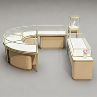 Table de présentation de bijoux de qualité commerciale, taille personnalisable, fabriquée en usine, verre trempé, acier inoxydable, vitrine LED