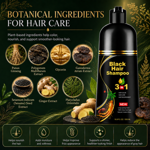 Champú para Cabello Negro 3 en 1, Color Permanente, Extractos Herbales para Todo Tipo de Cabello, Cubre las Canas, 500 ml - Product Image 5