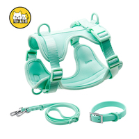 Muker - Conjunto de Arnés y Correa para Perro, 16 Colores Ajustables, Poliéster, Deportivo, para Exteriores, Cómodo, Duradero, Estilo Moderno