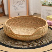 Lit moderne en peluche écologique pour chat et chien avec griffoir en osier toutes saisons en matériau Cattail, rembourrage en polyester, nettoyage facile