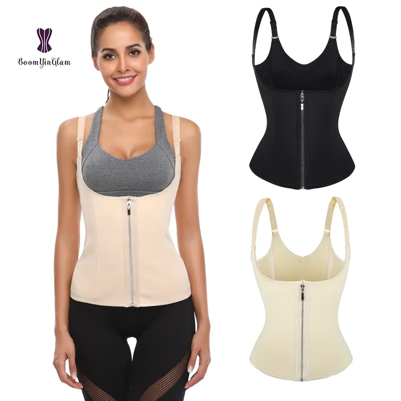 3 Haken Zip Up Rits Vest Corset Shaper Fat Lady Werk Out Bustier Top Neopreen Thermo Warmte Gym Taille Trainer vest