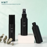 Flacon pulvérisateur vide rechargeable en PE noir de 60 ml avec bouchon complet et brume fine pour tonique facial, hydrolat, parfum et aromathérapie