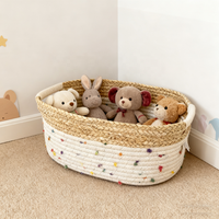 Panier de rangement de forme ovale en corde de coton Panier tressé tissé pour vêtements et pépinière pour le stockage domestique