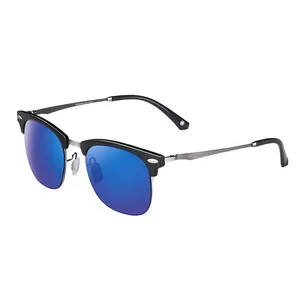 N6325 UV400 Retro fashion color film reflective glasses half frame sunglasses With In stock Low MOQ Wholesale