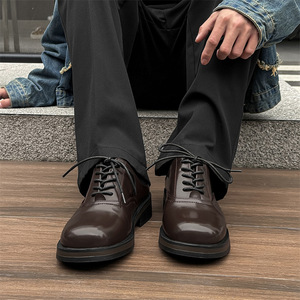 Chaussures décontractées en cuir pour couples printemps 2026, chaussures derby tendance à semelle épaisse, chaussures habillées formelles pour hommes, pantoufles paresseuses - Product Image 2