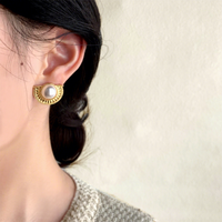 Boucles d'oreilles perle style français vintage, chic haut de gamme pour femme, bijouterie mode, fourniture gros