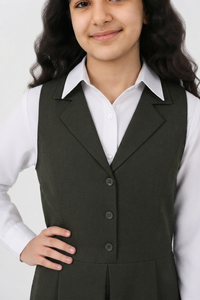 Robe Tablier Blanche Personnalisée pour Filles, Uniforme Scolaire, Manches Longues, Tissu Coton, Design Classique pour Enfants et Adolescents - Vente en Gros - Product Image 3