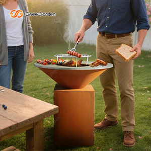 Corret de Camping en plein air, 5 pièces, en acier, bois, combustion du bois, Table de barbecue, foyer - Product Image 5