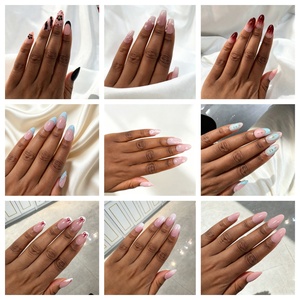 <span class=keywords><strong>Uñas</strong></span> Postizas Personalizadas, Forma Ballerina, Medianas, Cuadradas, con Punta Francesa, Manicura Acrílica, Marca Privada - Product Image 1