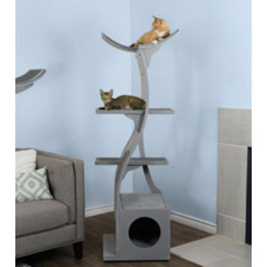 Arbre à chat Lotus de 69 pouces : l'instinct de grimpement, de jeu et de détente de votre chat s'exprime. Choisissez parmi 4 finitions en placage de chêne riche, assorties à la décoration de votre maison. - Product Image 3