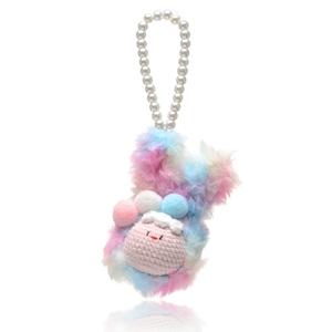Long Plush Rabbit Crochet Carabiner Keychain Soft and Durable Eco-Friendly Accessory for Backpacks and Keys