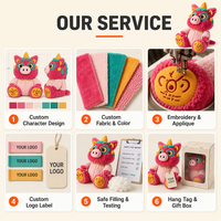 Peluche personnalisée en fourrure longue brodée, adorable figurine animale pour collection ou décoration de bureau