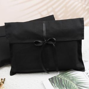 Sac en coton noir à motif chevron avec ruban, personnalisé avec logo imprimé, pour emballage cadeau de chapeaux, vêtements et chaussures, sac anti-poussière - Product Image 6
