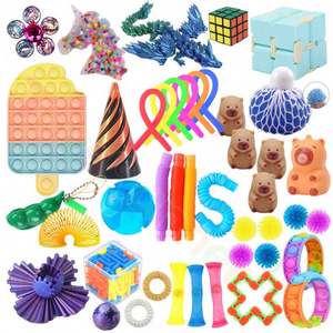 Premium Plastic Fidget Stress <b>Ball</b> Set 42pcs <b>Squeeze</b> <b>Ball</b> Different Textures Anxiety Tension Relief Educational Office Therapy - Product Image 1