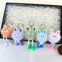 Porte-clés en peluche créatif et mignon, style dessin animé, longues jambes, coloré et duveteux - Breloque de sac fantaisie