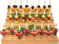 Présentoir de nourriture en bambou à six couches avec 180 trous, buffet, événements de restauration de cocktails, 100 pièces de brochettes de 4.7 pouces