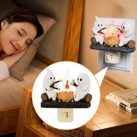 Lampe LED d'ambiance pour fêtes d'Halloween et de Noël, effet torche, feu de camp, fantôme, bonhomme de neige