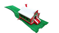 Castillo Inflable con Temática de Cabaña Navideña, Trampolín Inflable Comercial para Fiestas Navideñas