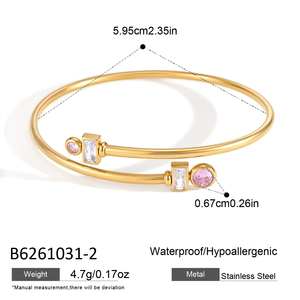 กำไลข้อมือแบบเปิด Cabernet Chianti Zircon สำหรับผู้หญิง ชุบ PVD กันน้ำ ประดับด้วย Regal Paneer Mascarpone <span class=keywords><strong>Burrata</strong></span> Gorgonzola - Product Image 6