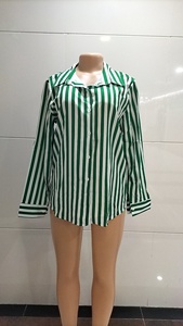 Fabrik-Großhandel Damen Casual Langarm Gestreiftes Oberteil Atmungsaktives Sommer-Neuheit Street Fashion Damen Gestreiftes Hemd - Product Image 3