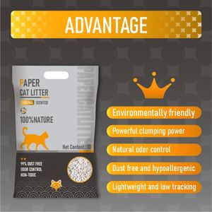 Arena para Gatos Ecológica, Ligera, Incinerable, Desechable por el Inodoro, a Base de Papel, Aglomerante, Biodegradable, Libre de Polvo, Control de Olores, Rápida Absorción - Product Image 1